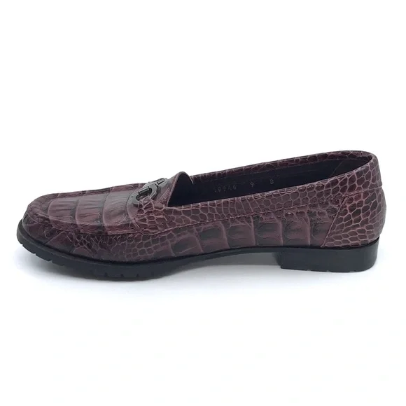 FERRAGAMO PURPLE BLACK CROC LEATHER LOAFER - Picture 6 of 8